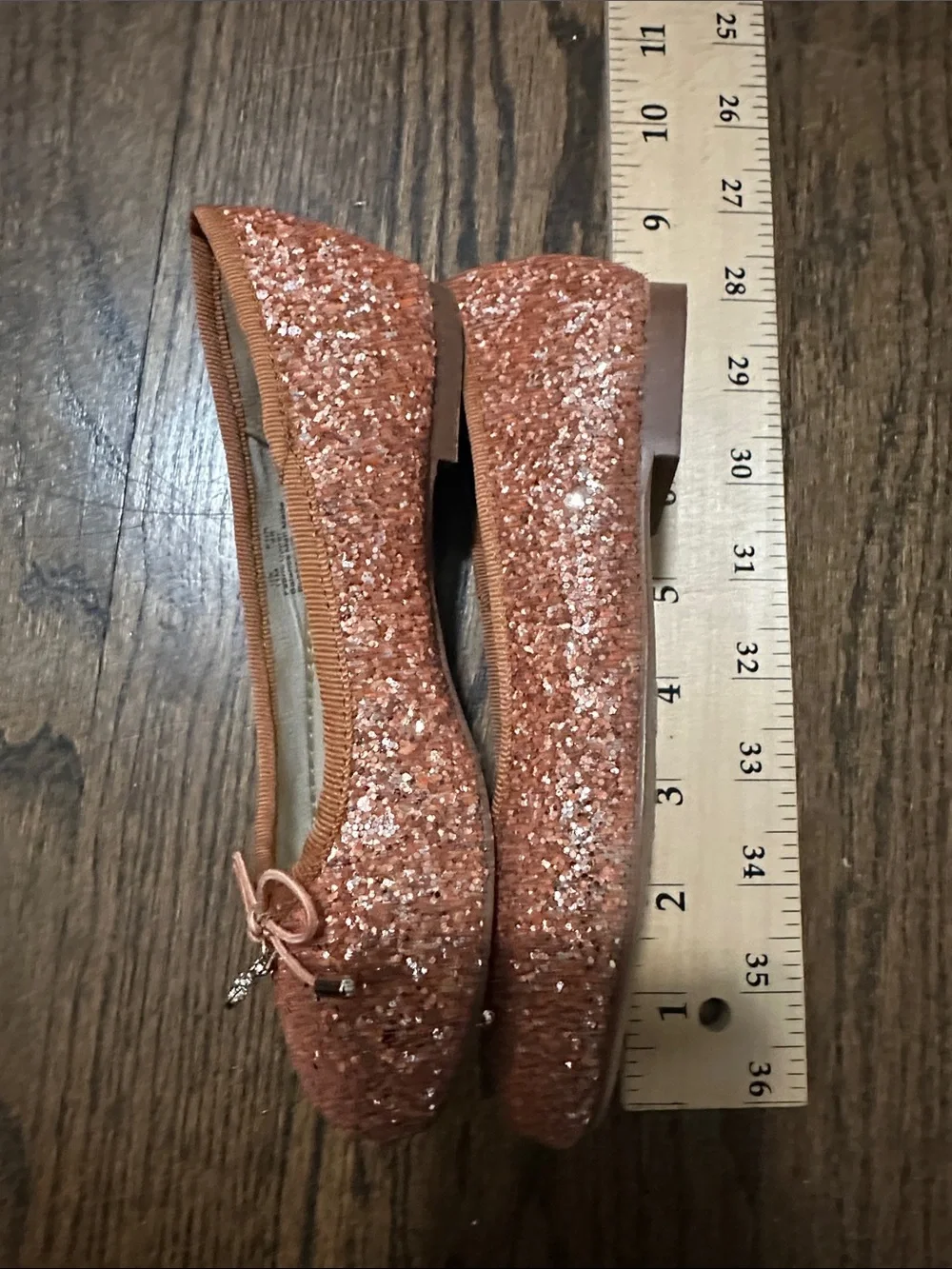NWOT Sam Edelman Felicia Mini Little Girl Peach Sparkle Glitter Ballet Flat